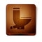 Brown Toilet bowl icon isolated on white background. Wooden square button. Vector Illustration