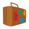 Brown travel suitcase cartoon icon