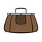 Brown travel valise in cartoon style on white background