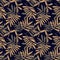 Brown Tropical Botanical Leaf Seamless Pattern Background