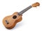 brown ukulele isolated on the white background