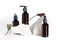 brown unbranded bottles with beauty care product.