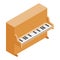 Brown upright piano icon, isometric 3d style