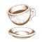 Brown Vectorized Ink Sketch of Coffee Cup Illustration