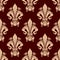 Brown vintage fleur-de-lis floral pattern