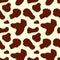 Brown and white cow skin animal print seamless pattern, vector