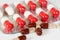 Brown and white-and-red antibiotic capsules