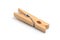 Brown wood clothes peg or clothespin on white background. - Image
