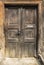 Brown wood door,ancient ruins