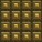 Brown wood tiles with gold metal ornament 3d seamless texture.