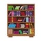 Brown wooden bookcase with colorful books