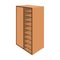 A brown wooden bookcase with many books on its shelves. Home library. Love reading. Large brown bookcase.Bedroom
