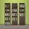 Brown wooden bookcases