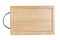 Brown wooden chopping board with metal handle