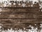 Brown Wooden christmas background with blurred white snowflakes, vector illustration
