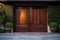 Brown wooden entry door. Double front door with a secured front entrance. Generative AI