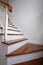 Brown wooden hardwood stair in modern residential house