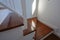 Brown wooden hardwood stair in modern residential house