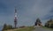 Brown wooden old chapel and transmitter on Radhost hill in Beskydy mountains