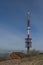 Brown wooden old chapel and transmitter on Radhost hill in Beskydy mountains