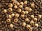 Brown wooden seed beads background