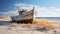 Brown Wooden Ship on Brown Sand