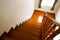 Brown wooden stair interior decorated modern style of residential house,Wooden stairs in the house, looking down