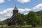 Brown wooden stave church in Norway