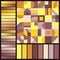 Brown and Yellow Harmonious Color Palette with Composition of Squares. Seamless Pattern with Color Swatches and Gradients