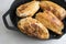 Browned Chicken Breasts in a Cast Iron Pan