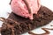 Brownie With Raspberry Icecream, Close