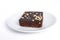 Brownie square on plate dish