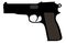 Browning Belgian gun. Vector silhouette weapon, pistol, gun