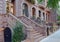 Brownstone apartment building facade, New York