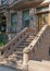 Brownstone apartment building facade, New York