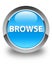 Browse glossy cyan blue round button
