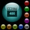 Browser 400 Bad Request icons in color illuminated glass buttons