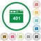 Browser 401 Unauthorized flat icons with outlines
