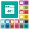 Browser 401 Unauthorized square flat multi colored icons