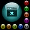 Browser cancel icons in color illuminated glass buttons