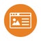 Browser, content, picture, web icon. Orange color