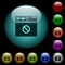 Browser disabled icons in color illuminated glass buttons