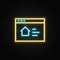 browser, house, online, search neon icon. Blue and yellow neon vector icon