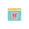 Browser protection shield flat icon
