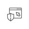 Browser protection shield line icon