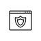 Browser protection shield line icon, vector illustration