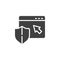 Browser protection shield vector icon