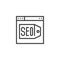 Browser with SEO content optimization outline icon