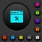 Browser tools dark push buttons with color icons
