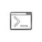 Browser window with command line hand drawn outline doodle icon.